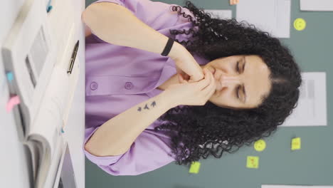 Vertical-video-of-Stressed-And-Nervous-Female-student.